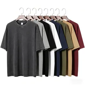 Single Pack Men's Plus Size Retro Heavyweight Gym T-Shirt, Pure Cotton Sports Washed Loose Fit T-Shirt