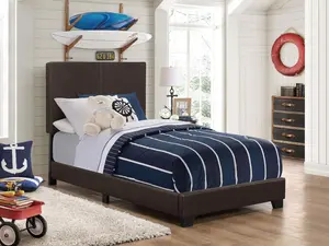 Dorian Faux Leather Upholstered Twin Panel Bed Brown