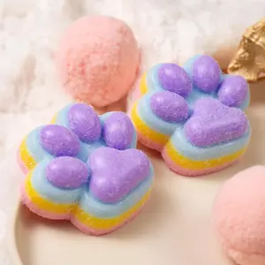 2Pcs Rainbow Taba Cat Paw Squishy Toy, Colorful Cat Paw Squeeze Toys for Stress Relief, Cute Soft Kitty Fidget Toys for Adults