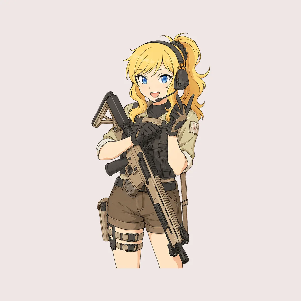 Anime Tactical Girl Sticker, Soldier Vinyl Decal, Cute Military Operator Sticker for Laptop, Bottle, Car, Gift for Anime Fans