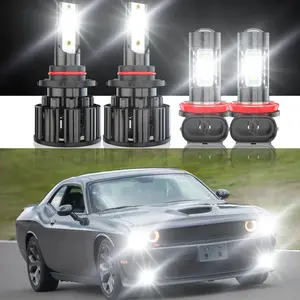 For Dodge Challenger 2015 2016 2017 2018 2019 2020 2021 2022 Cars Accessories LED Headlight Hi/Lo + Fog Light Bulbs Combo 4x