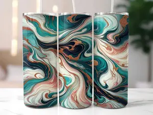 Pink Teal Agate 20oz Skinny Tumbler Sublimation, Glitter Tumbler Marble Pattern Tumbler