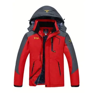 Warm Men's Waterproof Fleece Snow Ski Jacket Insulated Windbreaker Hooded Raincoat Winter Coat Mountain(Raincoats)