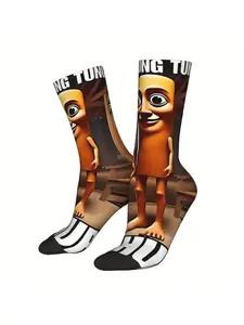Tung Tung Tung Sahur Italian Brainrot Unisex Winter Socks Street Style Crazy Sock Letter Print Socks