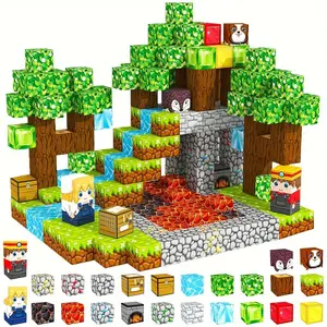 Magnetic Building Block Set: 80/100 PCS Volcano Treasure Adventure Magnetic Building Blocks, Magnetic Puzzle, Cube Building Toy, Stacking Block Game, Stackable Cubes for Children Aged 3 and Up, Christmas and Birthday Gift, Stem Building Blocks