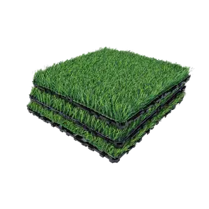 Green 12x12 inches Artificial Lawn 36pcs Interlocking Artificial Grass Tiles For Patio, Balcony, Backyard, Artificial Turf Floor