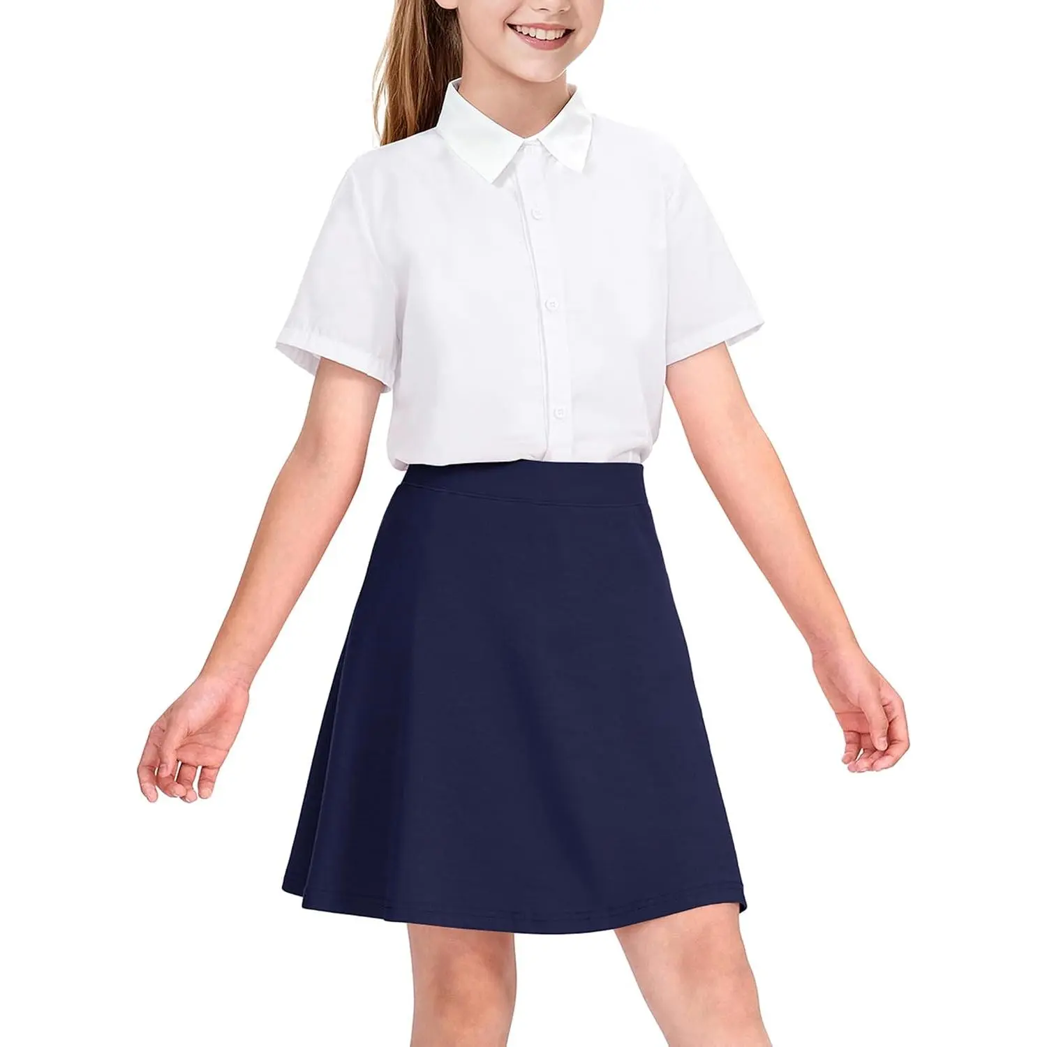 Girls Uniform Skirts with Undershorts Casual Stretchy School Skorts