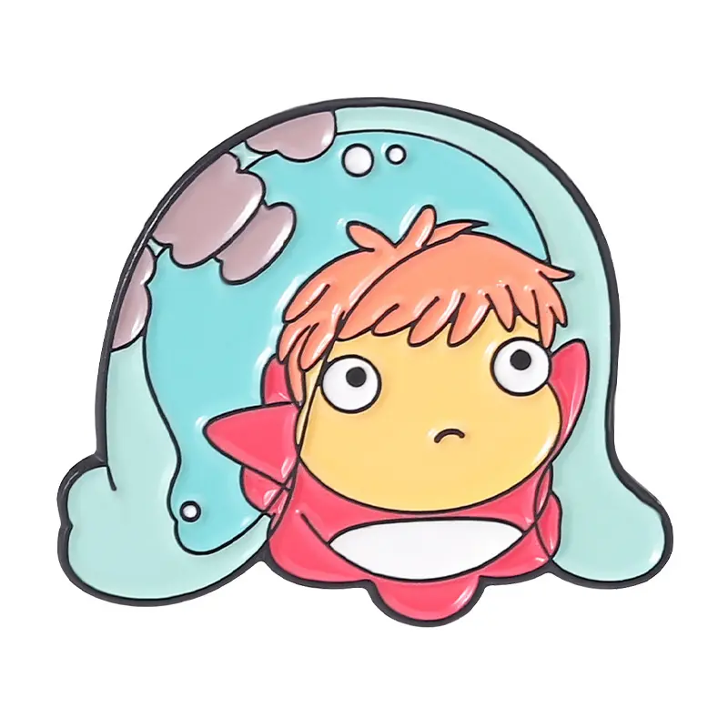 Cute Metal Enamel pin fish in a shell for decoration