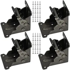Folding Brackets, 4 PCS Lock Extension Support for Table Bed Leg, Steel Foldable Hinge Hardware with Screws (0-90 Degrees)