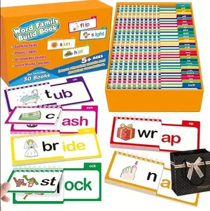 30 Hardcover Read-and-Rhyme Flip Books for Preschoolers - Includes ABC Vocabulary Flash Cards, Phonics Tools, Interactive Games & Extra Materials; Durable Design to Build Vocabulary, Boost Comprehension Skills & Encourage Early Literacy Development
