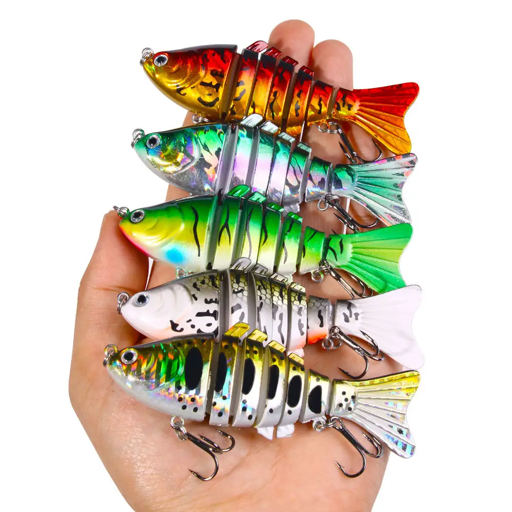 Artificial Fishing Bait withHook,Multi Jointed Swim Crank Fishing Lure,Slow Sinking Lifelike Bass Lure Suitable for Fresh Water and Saltwater,Outdoor