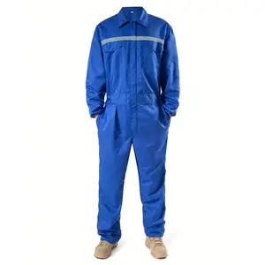 Men's One Piece Work Suit Set Spring and Summer Style Wear Resistant and Breathable with Velcro and Zipper Suitable for Machine Repair Auto Repair Painting Factories and Workshops