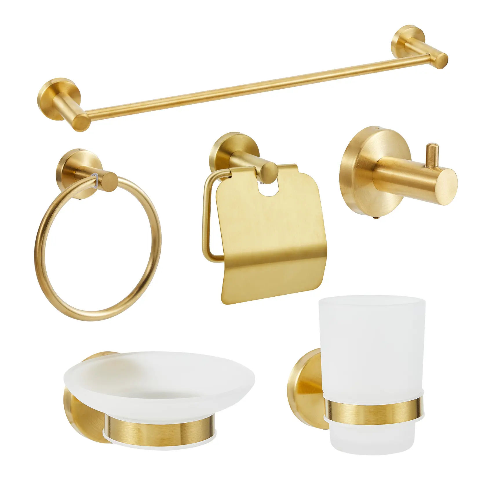 🛁✨ 6-Piece Bathroom Hardware Set – Brushed Gold or Matte Black, SUS304 Stainless Steel, Rust-Proof & Quick Install! Link in bio!