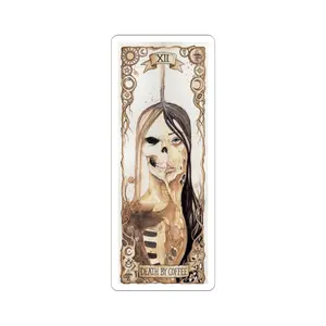 Gothic Tarot 'Death by Coffee' Kiss-Cut Stickers - 4 Sizes, Antique Dark Humor Imagery, Skull Woman Illustration, Long-Lasting Color for Indoor Surfaces (Toys & Hobbies, DIY Scrapbooking & Stamping)