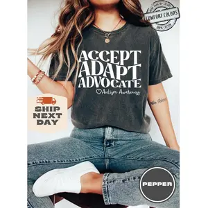 Accept Adapt Advocate Shirt Comfort Colors®, Autism Awareness Crewneck, April Autism Awareness Month, Autism Mom Sweatshirt, Counselor Shirt