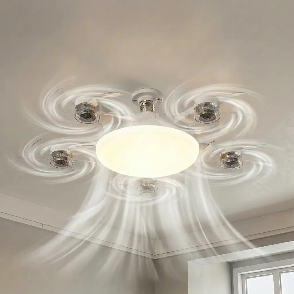 2026 Premium E26/E27 Socket 2-in-1 Ceiling Fan Light with Remote - Silent Sleep Motor, 3-Speed Gentle Breeze, 3-Color Dimmable LED, Smart Timer, Modern Home & Bedroom Appliance, Fan For Bedroom