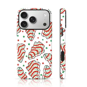 Minimalist Christmas Tree Cake Design Phone Case 2 in 1 Case for iPhone 17 Pro Max/16 Pro Max /15Pro Max 15/14/13/12 & Samsung S26 /S25Ultra Trendy ins Style