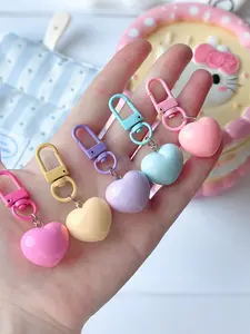 5pcs Macaron Color Heart Keychains, Resin Bag Charms, Cute Gifts for Weddings, Birthdays, Anniversaries, Couples, Friends, Pet Lovers, Valentine's Day, Mother's Day
