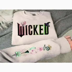 Youth and Adult Wicked Musical T-Shirts, Crewneck Sweatshirts & Pullover Hoodie: Wizard of Oz Fan Gift,Defy Gravity Broomstick Magic Wand Tee, Wicked The Musical, Gift for kids HJK1611
