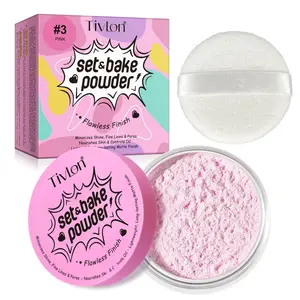 Tivlon pink set&bakepowder 24g 1box, long-lasting makeup, natural and light makeup without being heavy, waterproof, sweat-proof, oil-control, suitable for oily skin, daily cosmetics for girls
