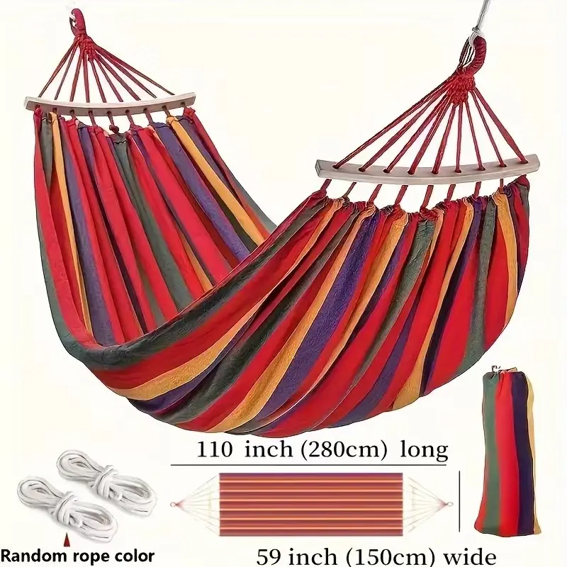 Double Canvas Hammock Bed, 2-Person Hammocks for Outside Outdoor Garden Leisure Hammock, Ultra-Light Soft Woven Fabric, 500lb Capacity, Comfortable Hanging Chair, Portable Hammock