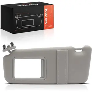 Driver Left Side Sun Visor Compatible with Toyota Camry 2007-2011 - Without Vanity Light, with Vanity Mirror, Without Sunroof, Gray Color - Replaces 7432006780B0, 74320-06780-B0