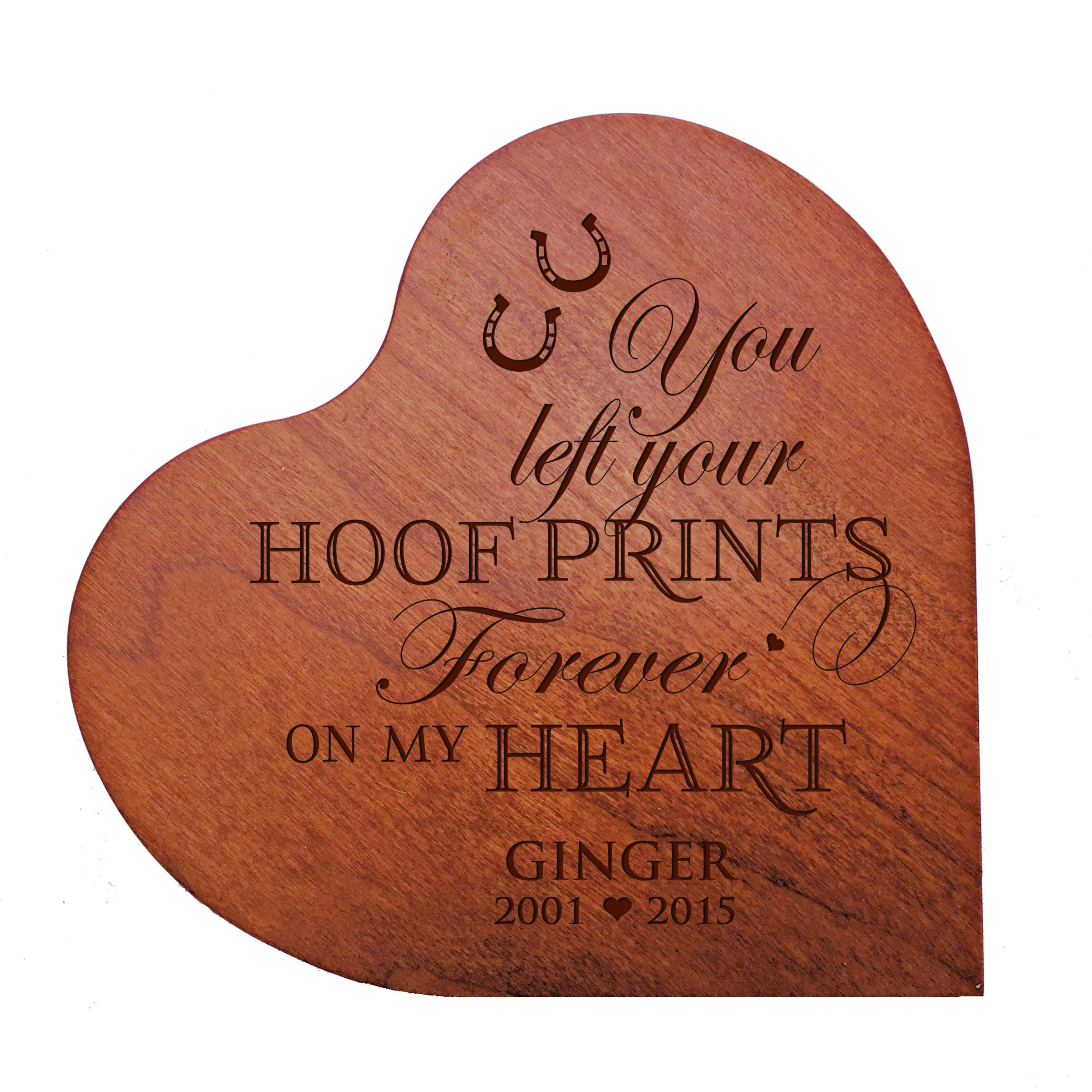 Personalized Pet Memorial Heart Block Urn with Horse Shoe Design Pet Cremation Box Sympathy Gift for Pet Lovers | You Left Your Hoof Prints