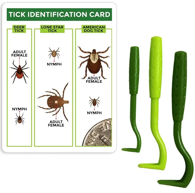 TickCheck Tick Remover Value 3 Pack - Tick Remover Tools + Tick Identification Card - for Humans, Dogs & Cats (1 Set)