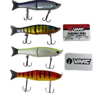 4.5 inch Glide X Glide Baits Fishing Lure with Colorful Stripes and VMC Hooks