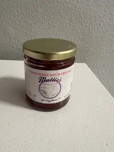 Mattie's Strawberry Rhubarb Jam Tangy Tart - 100% Real Fruit Natural Sweet & Tangy Jam for Toast Yogurt or Pastries