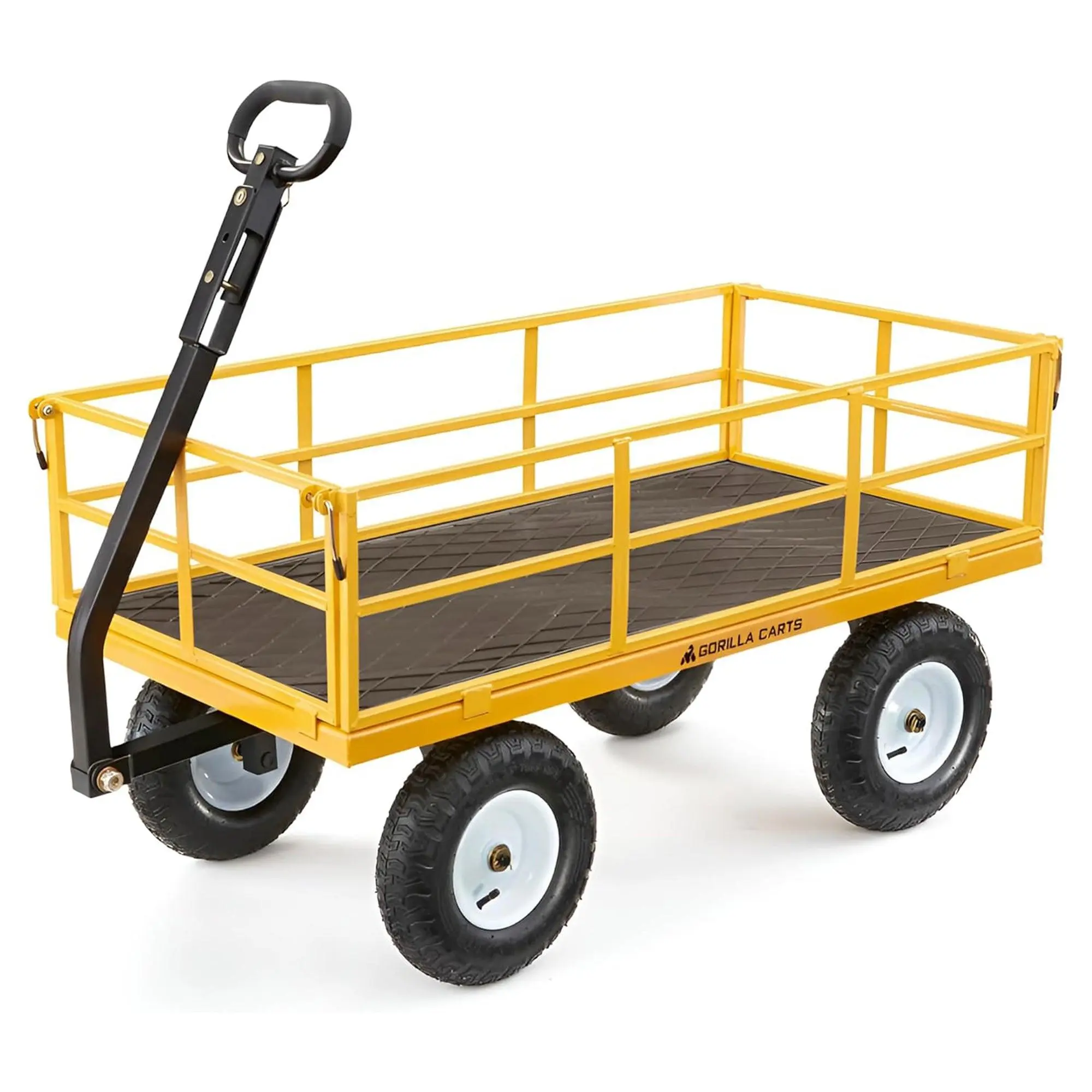 Gorilla Carts Heavy Duty, 1200 lb Garden Wheelbarrow for Outdoor Use, Yellow Foldable Wagon