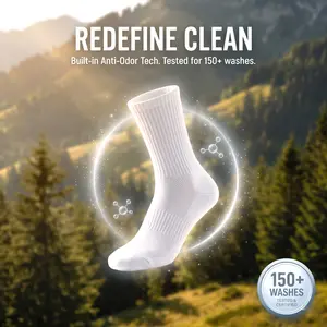 Unisex Anti-Odor Athletic Crew Socks - Moisture Wicking, Cushioned Arch Support & Breathable Mesh