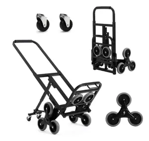 330 LBS Stair Climbing Dolly with 10 Wheels, Folding Design, Telescoping Handle, Heavy-Duty Steel, Easy Use, Office & Warehouse Moving