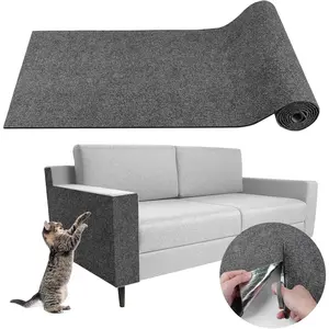 Trimmable Self Adhesive Cat Scratcher Mat 78.7''x15.8'' Dark Gray Replacement Pad for Cat Tree Shelves Couch Wall Furniture DIY Cat Claw Protector