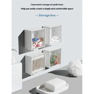 4pcs/3pcs/2pcs/1pc Wall Mounted Clean Swab Storage Box,  Plastic Storage Rack,Powder Puff, Lipstick, Suitable For Home, Dormitory, Commercial, Bathroom, Room Decoration, Bathroom Collection, Bedroom Collection,Storage Box