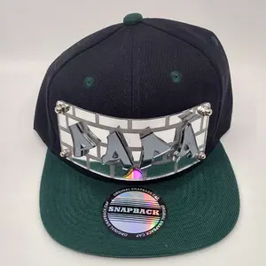 Black and Green Custom Snapback Hat, Laser Cut, Made to Order, Exclusive Creation
