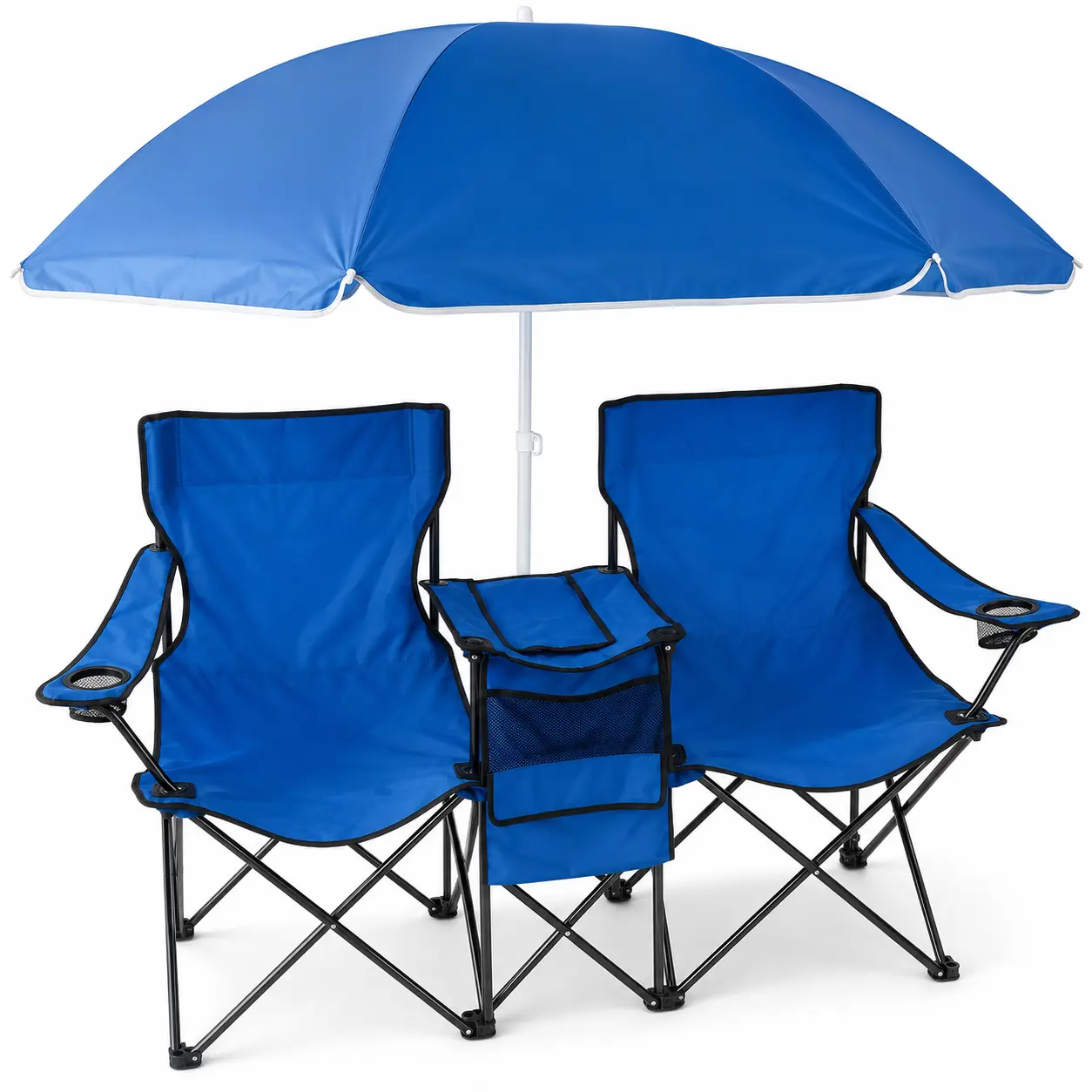 Double Camping Chair with Canopy, 2-Person Folding Beach Loveseat with Insulated Cooler Bag & Dual Cup Holders, Portable Outdoor Chair for Camping, Sports, Picnic, Lawn, Backyard, Royal Blue Decoration Ornaments