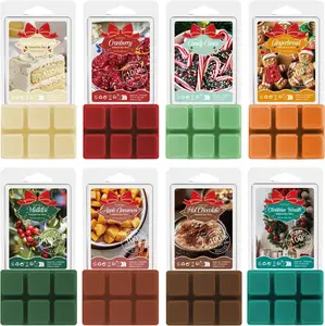Christmas Scented Wax Melts, Holiday Scented Wax Melts,  Scented Soy Wax Cubes/Tarts for Warmer, Candle Wax Melts for , Mistletoe, Christmas Wreath, Cranberry, Gingerbread,8x2.5oz