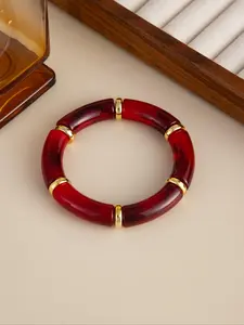 Vintage Acrylic Bamboo Beaded Bracelet, Stackable Elastic Cuff Bangle, Casual Fashion Jewelry for Women, Daily Commute, Parties, Vacations