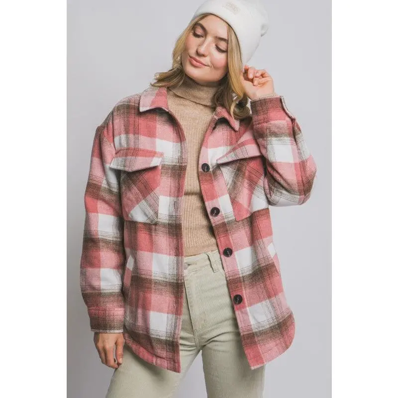 Pink Sherpa Lined Shacket