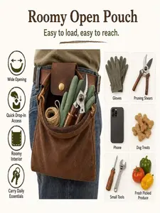 Canvas Collection Street Bag for Daily Outdoor Use, Foldable Mushroom Berry Egg Gathering Bag, Dog Walking Snack Carry Bag, Jungle Survival Essentials Pack, Gardening Tool Access, Convenient