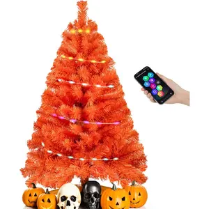 3ft Halloween Tree with Lights 36inch Artificial Small Mini Table Top Tree, Xmas Desk Tree with 80 Color Lights 200 Branches, Holiday Decor for Home Indoor Office Tabletop