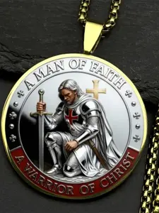 Knights Templar Christian Pendant Necklace - Zinc Alloy 'The Faithful' Religious Jewelry, An Excellent Gift for Christian Believers and Martial Arts Enthusiasts, Suitable for Everyday Wear and Religious Occasions.