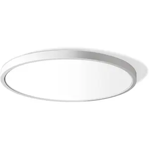 12 Inch LED Flush Mount Ceiling Light Fixture, 5000K  White, 3200LM, 24W, Flat Modern Round Lighting Fixture, 240W Equivalent White Ceiling Lamp for Kitchens, Stairwells, Bedrooms.etc.
