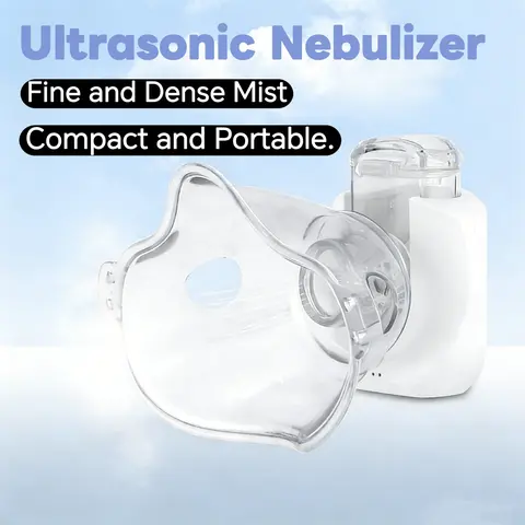 USB Rechargeable Mesh Nebulizer - Portable Respiratory Aid Home Care Device, USB Rechargeable, Includes Face Mask & Mouthpiece, Compact Self-Cleaning, Travel-Ready