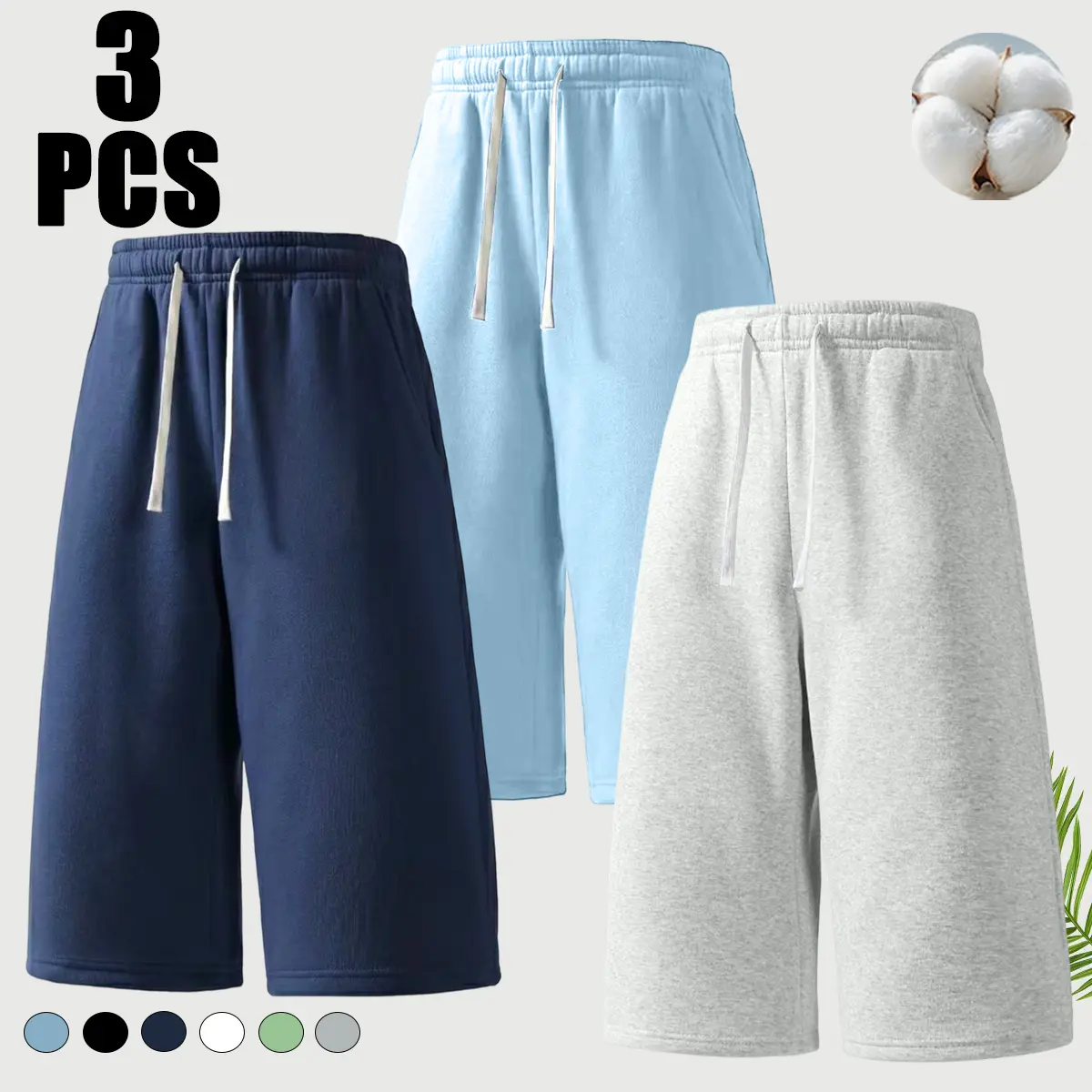 Men's Solid Straight Cut Cropped Pants in a Lightweight Cotton Blend, Non-Iron with Deep Pockets and Elastic Waist for Casual Lounging, Deep Pocket Men's Pants, Do Not Iron, Airy