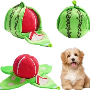 Nocciola 4-in-1 Watermelon Dog Enrichment Toys, 3 Squeaky Slices with a Rind Snuffle Mat for Treats Hunting Fun, Hide and Seek Puzzle Toy for All Breeds