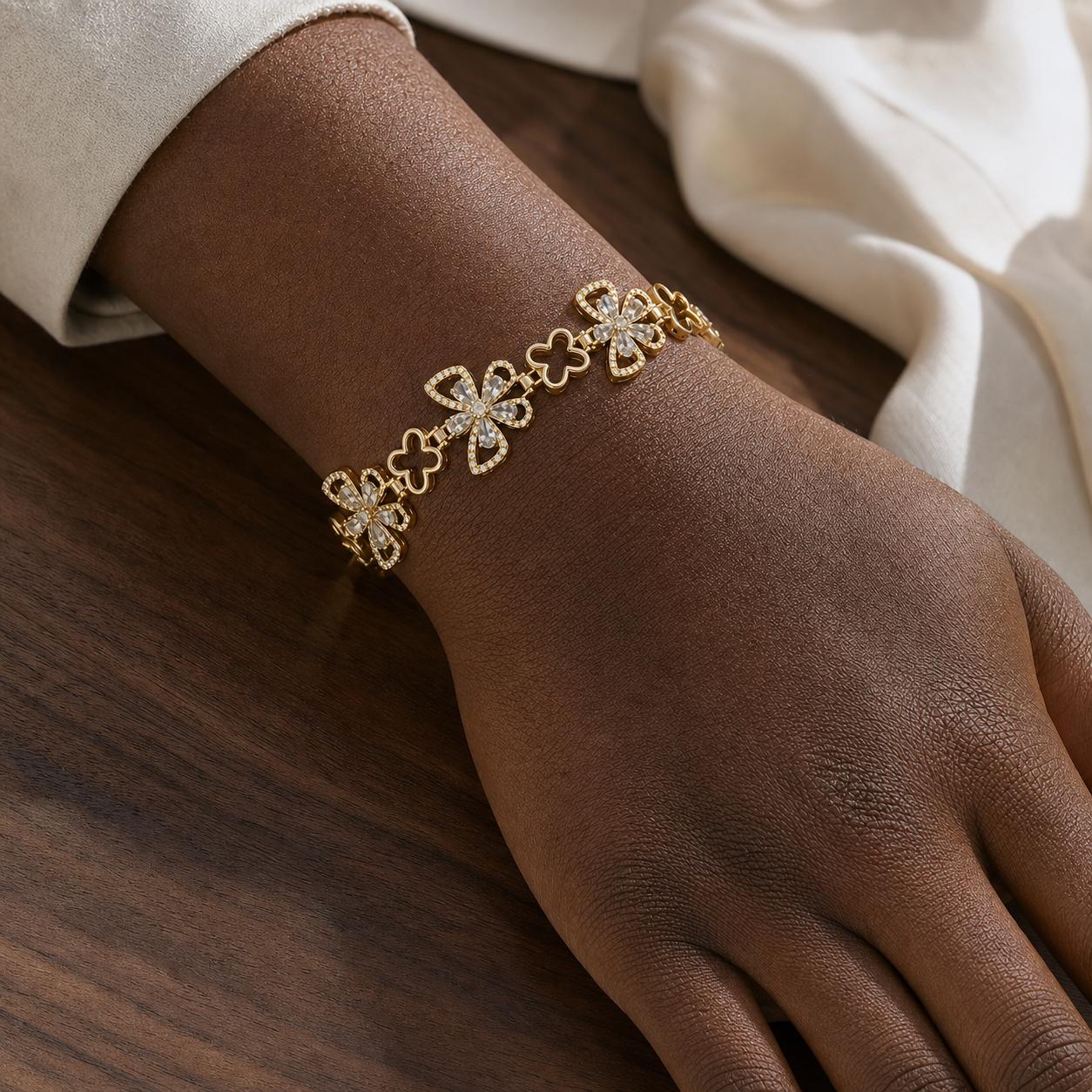 Unisex Polished Copper Elegant Butterfly Motif Bracelet - Adjustable Hollow Link Chain with Multi-Color Stones for Casual Events