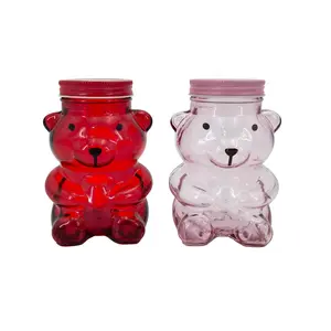 Valentine's Day Glass Bear Container Set of 2 Bottles Organizer - Ideal for Organizing - Jar