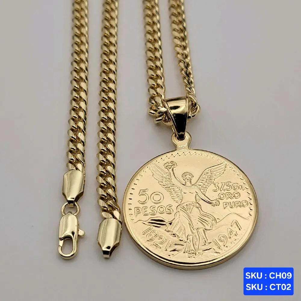 Elegant Centenary 2.2  Inches Chain Cuban link plain  24 inches 6 millimeters Laminated Gold Jewelry Accessory. SKU CH09 SKU CT02